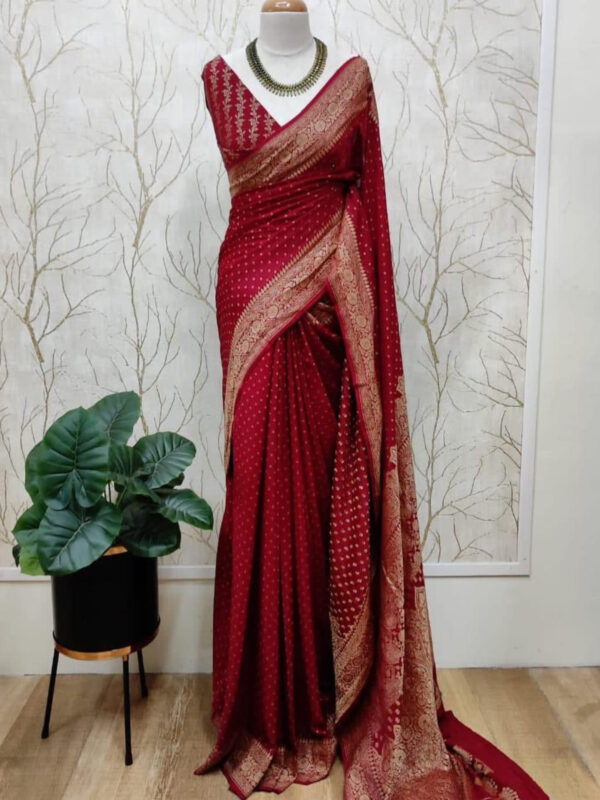 Banarasi georgette Saree-Maroon-BN102 - Image 2