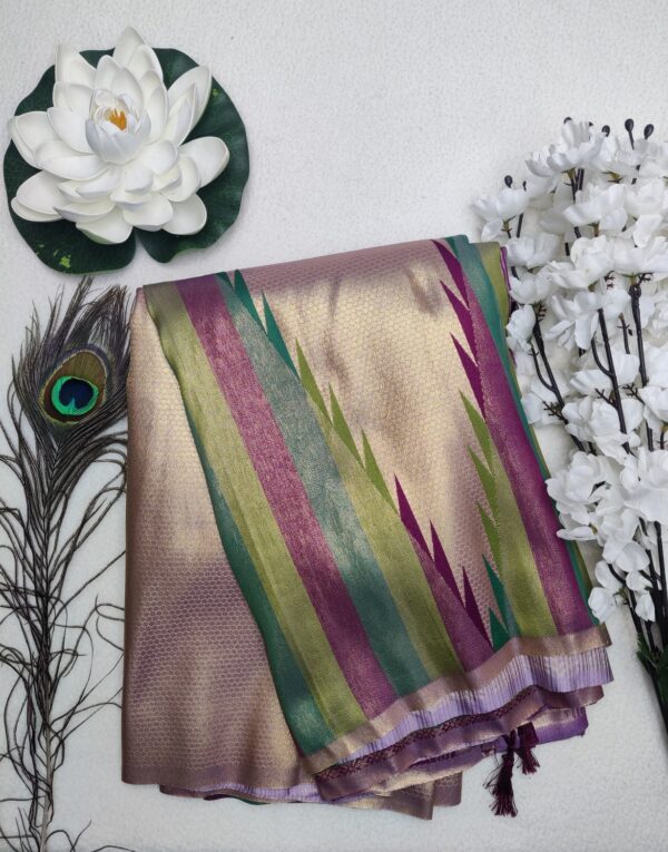 Golden soft silk with temple border