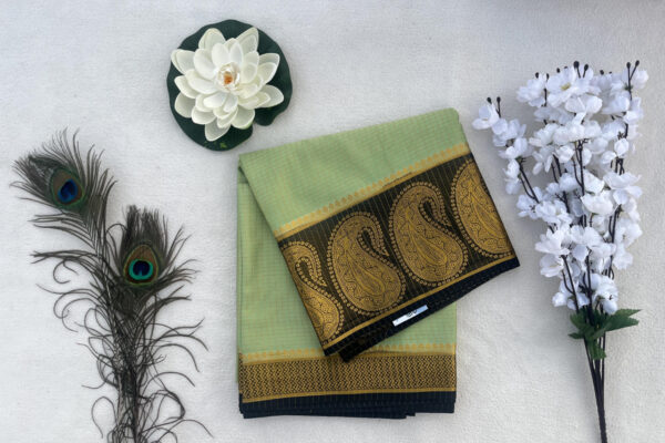 Semi Mysore Silk Saree-Light green with blue-MS104