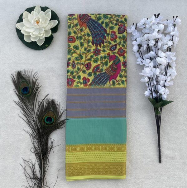 Semi Mysore Silk Saree-Yellow Digital print