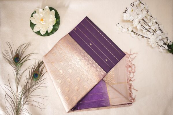 Pure Kanchipuram Handloom 100% Silk Saree-Purple