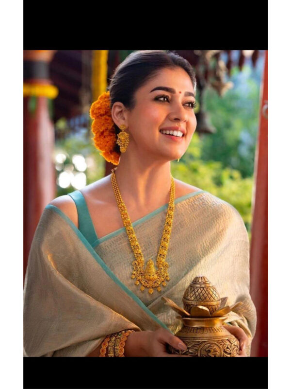 Nayantara Inspired light greenish blue Tissue saree-TS108