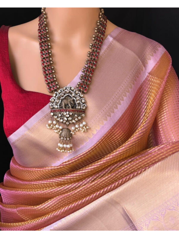 Nayanthara Inspired Gold Tissue saree -A111 - Image 2