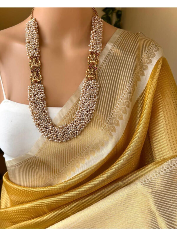 Nayanthara Inspired Gold Tissue saree -A111 - Image 3
