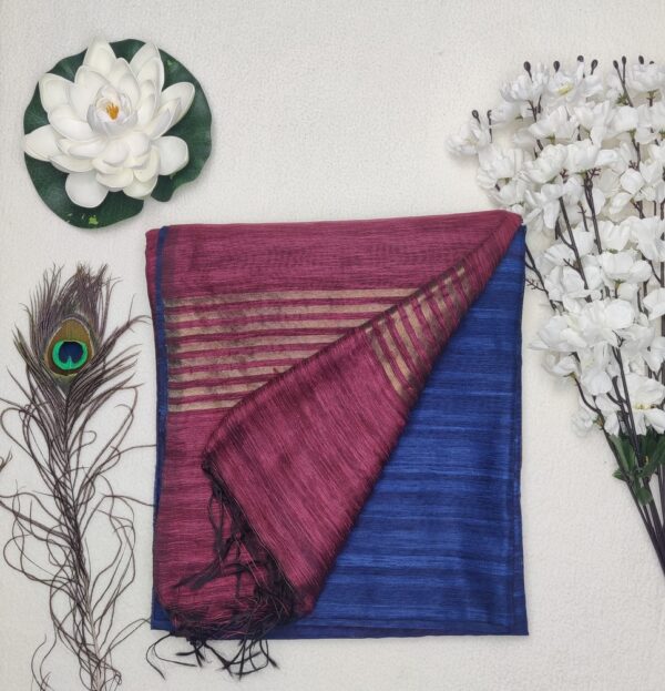 Raw jute silk-Blue Pink