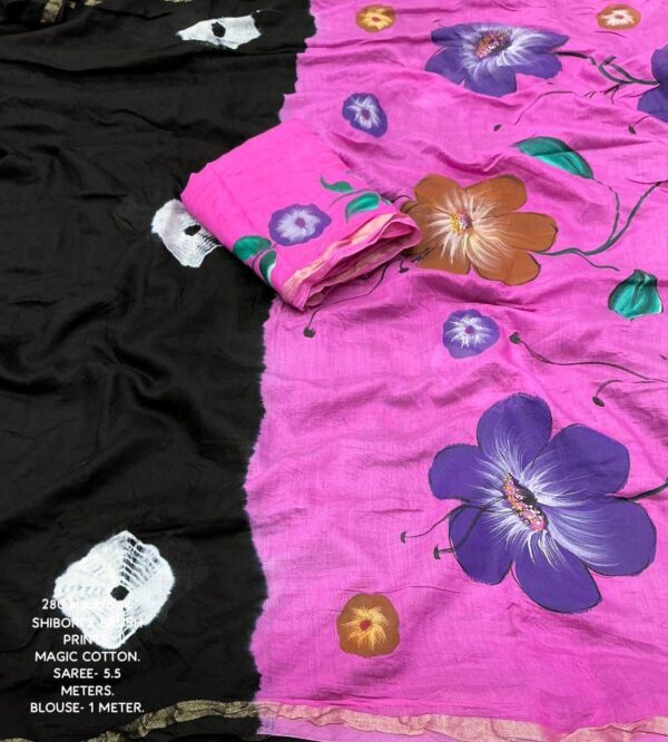 Soft Cotton Silk -Black Pink-A106