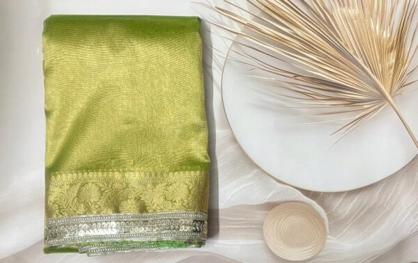 Tissue Organza Saree - Green TG110