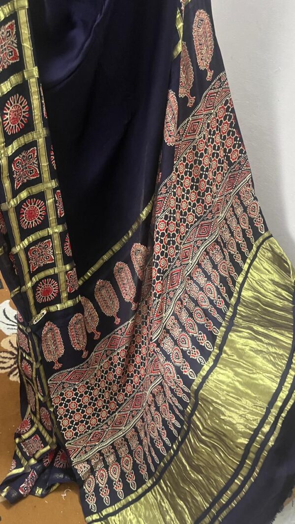 Pure Modal Silk Handblock Ajrakh print-MC12 - Image 2