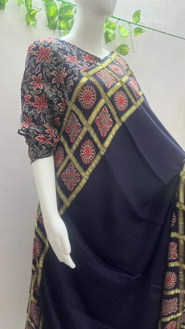 Pure Modal Silk Handblock Ajrakh print-MC12