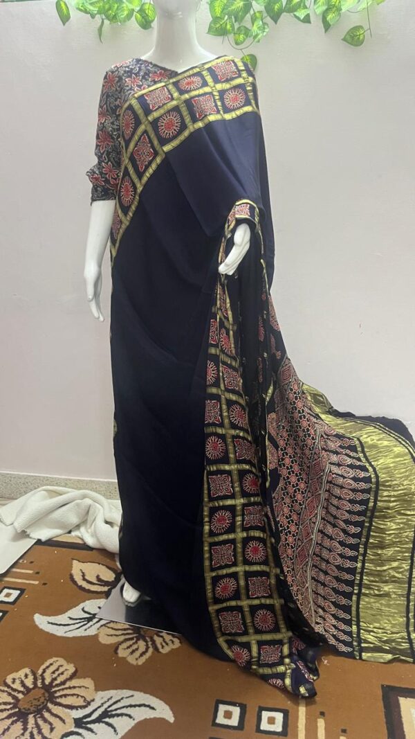 Pure Modal Silk Handblock Ajrakh print-MC12 - Image 3