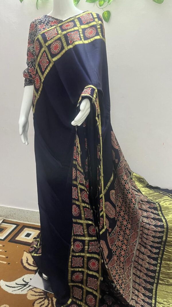 Pure Modal Silk Handblock Ajrakh print-MC12 - Image 4