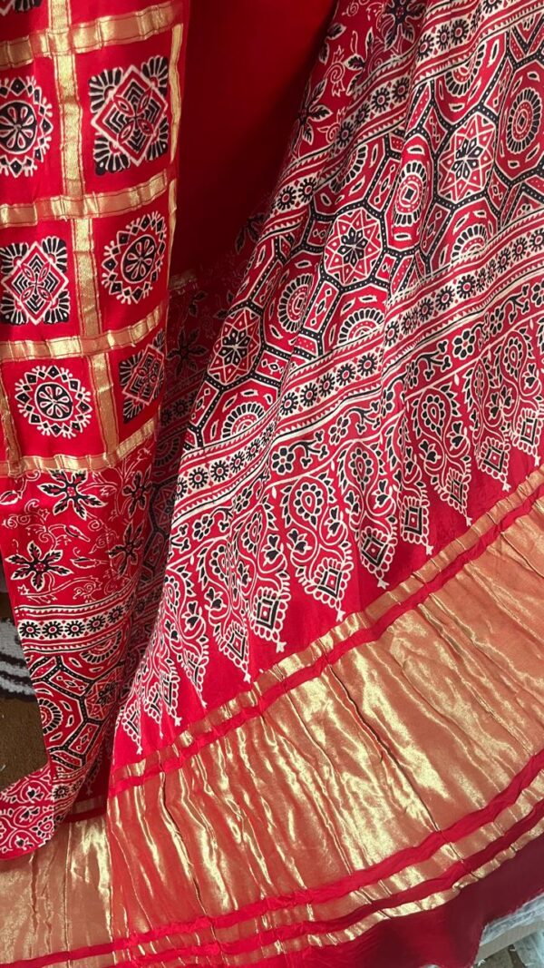 Pure Modal Silk Handblock Ajrakh print-MC11 - Image 2