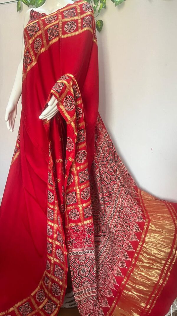 Pure Modal Silk Handblock Ajrakh print-MC11 - Image 3