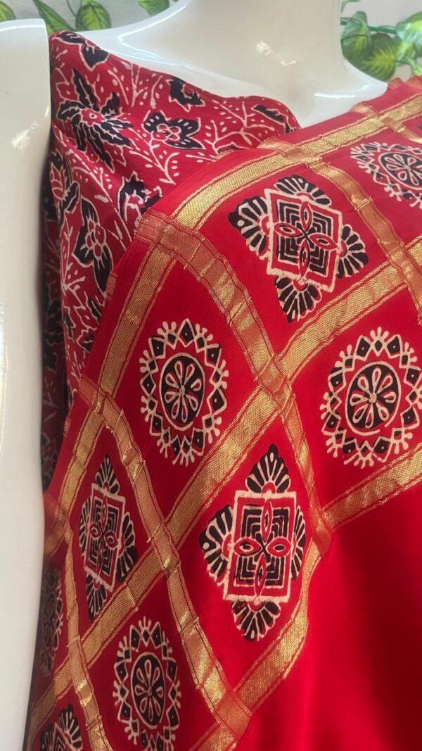 Pure Modal Silk Handblock Ajrakh print-MC11 - Image 4