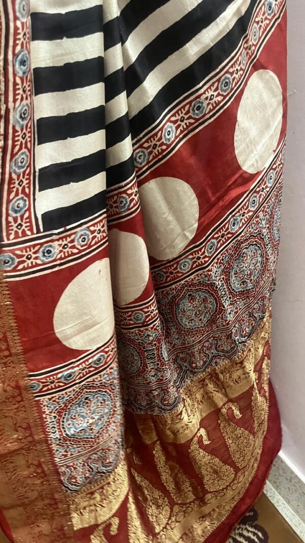 Pure DOLA Silk Handblock Ajrakh print-DOLS1 - Image 3