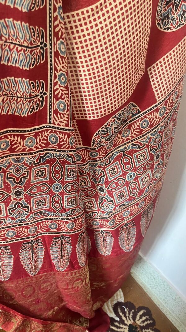 Pure Dola Silk Handblock Ajrakh print-DOLS2 - Image 4