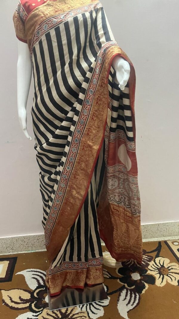 Pure DOLA Silk Handblock Ajrakh print-DOLS1 - Image 5