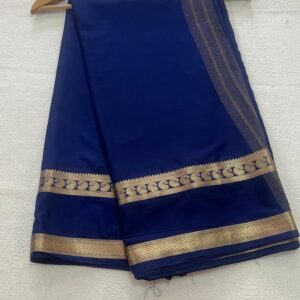 Semi Mysore Silk Saree Bentex Border- INK Blue- ASSM040103-30%OFF