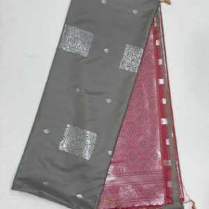 Soft Silk Saree Grey Pink- ASSM040073-40%OFF
