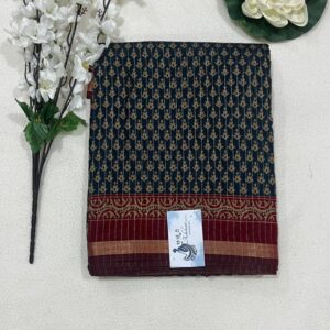 Wrinkle Crepe printed Silk saree (Teal Blue) ASUS060141