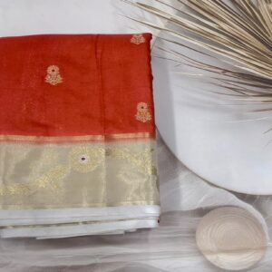 Banarasi Dupion Silk Saree - Orange cream-ASAR070166- 30% OFF