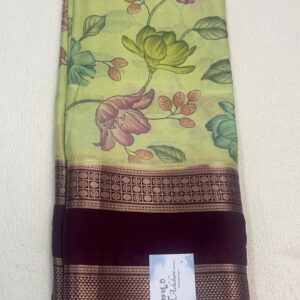 Semi Mysore Silk saree with Floral Digital Print - ASVD130086
