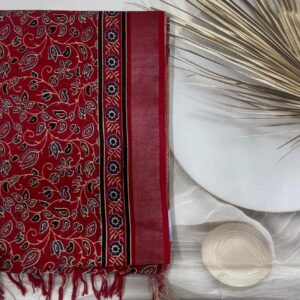 Cotton Linen -Ajrak print (Red)- ASAN030094