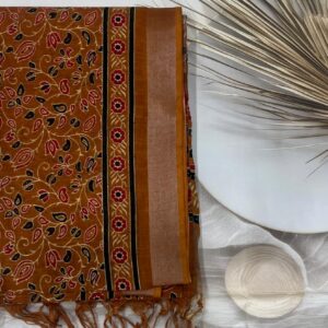 Cotton Linen -Ajrak print (Mustard)- ASAN030094
