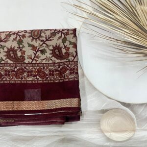 Crepe silk with Gadwal print - Brown -ASUS060143
