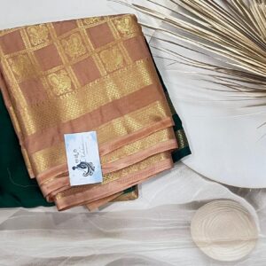 Semi Crepe Silk Saree - Green rose gold - ASVD130139