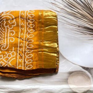 Pure Modal Bandini Rangoli print Saree- Mustard Yellow - AS0241