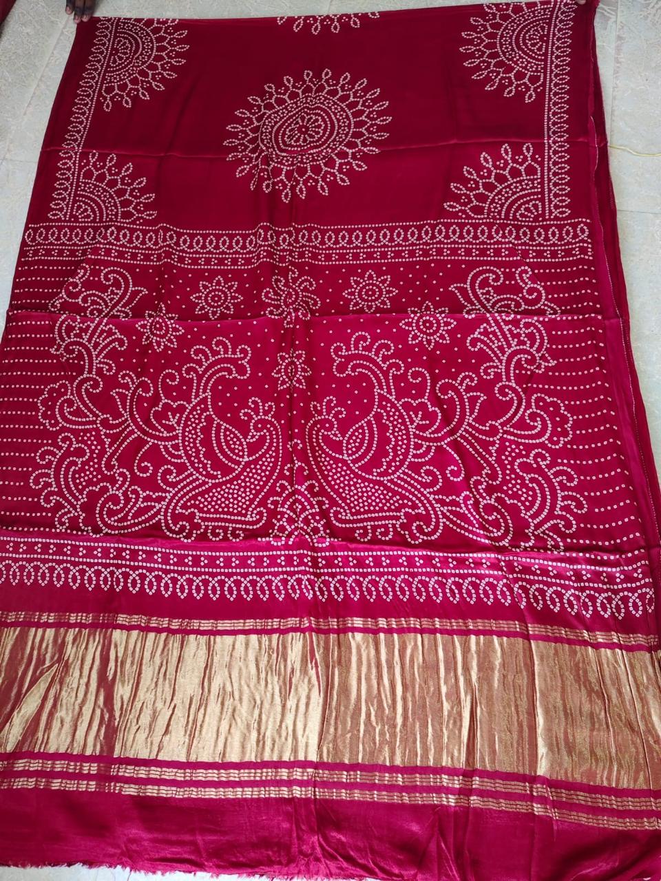 Pure Modal Bandini Rangoli print Saree Reddish Maroon - AS0241 - Image 2
