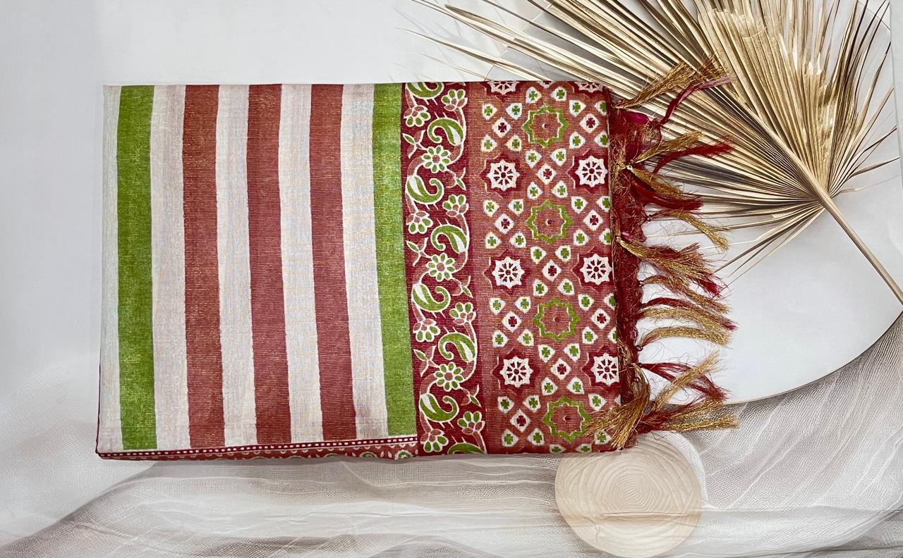 Tussar Tissue Stripes Saree - AS0228