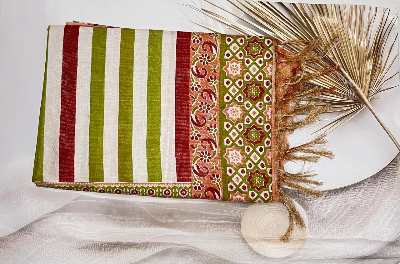Tussar Tissue Stripes Saree - AS0228