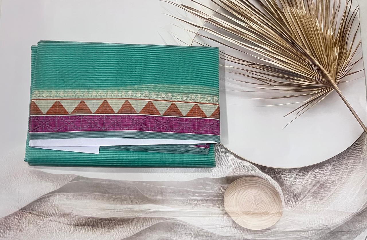 Kota Check Saree (Sea Green)- AS0188
