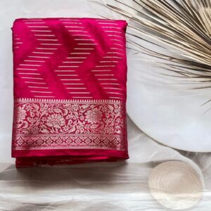 Semi Dola Silk Saree - Rani Pink - AS0151