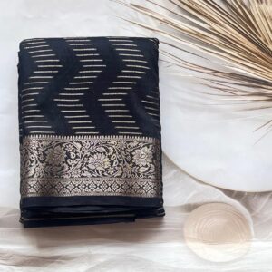 Semi Dola Silk Saree - Black - AS0151