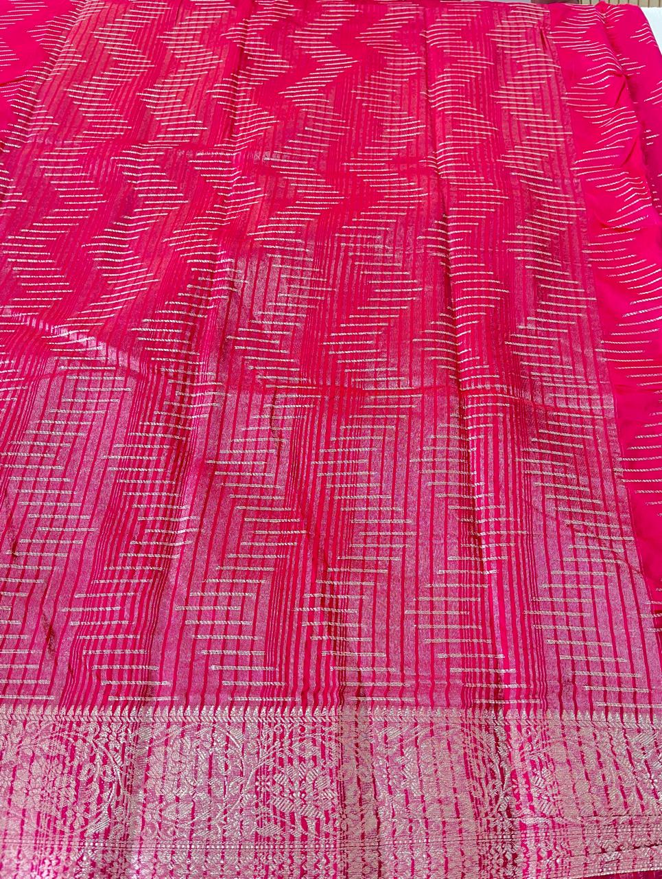 Semi Dola Silk Saree - Rani Pink - AS0151 - Image 2