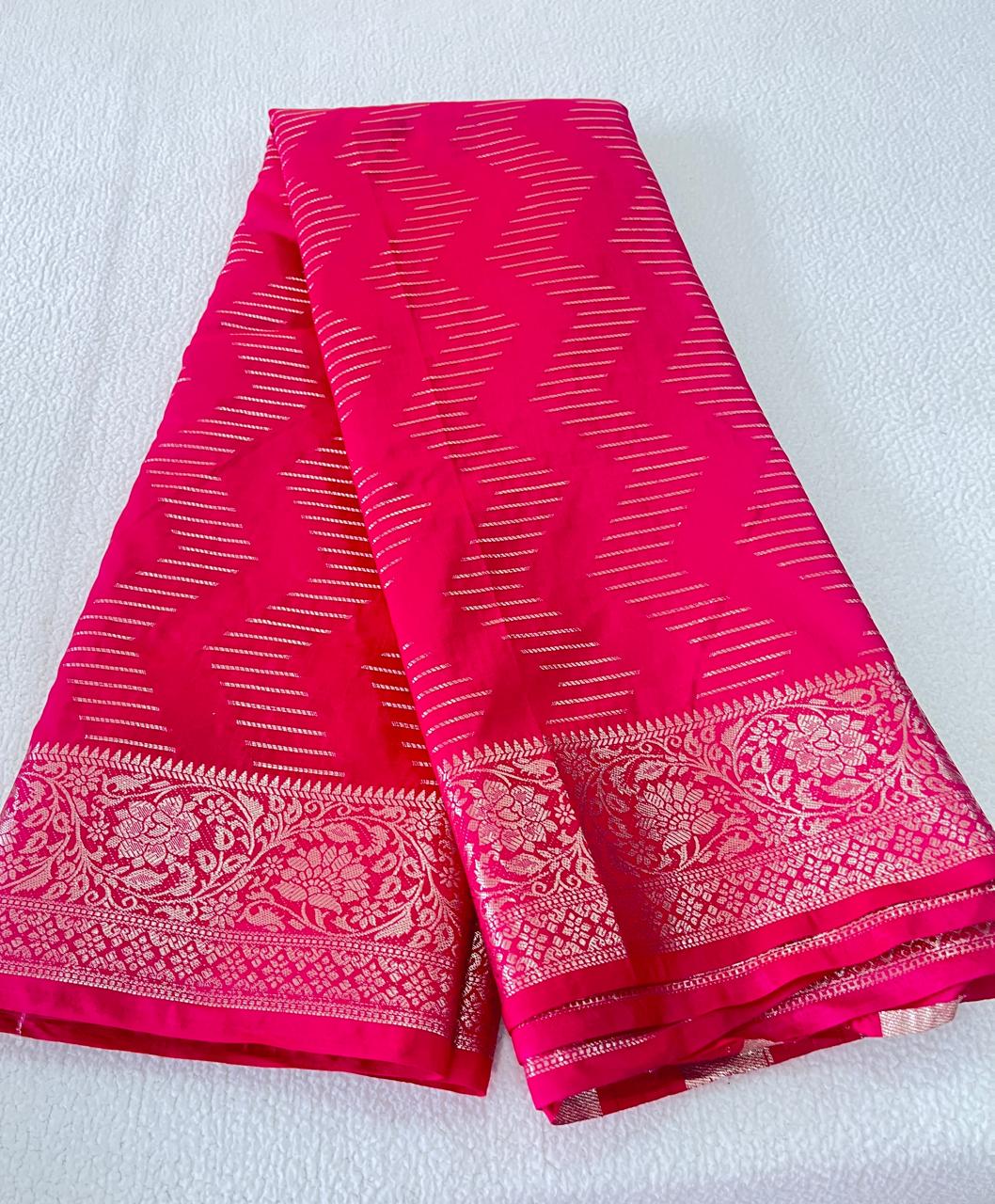 Semi Dola Silk Saree - Rani Pink - AS0151 - Image 3
