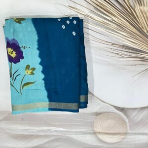 Semi Dola Silk Saree - Blue- AS0249