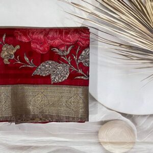 Semi Dola Silk Saree -Red- AS0186