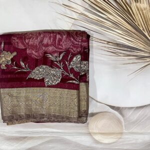 Semi Dola Silk Saree -Maroon- AS0186