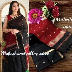 Maheshwari Silk Cotton (Black)- AS0251
