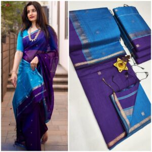 Maheshwari Silk Cotton (Navy Blue)- AS0251