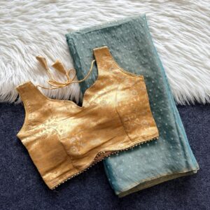 Semi Georgette shimmer saree (Grey )- AS0243