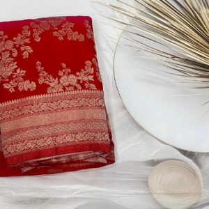 Banarasi Georgette Crepe saree (Red)- AS0277