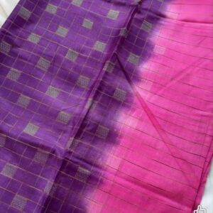Tussar Silk Zari Cotton saree (Pink Purple)- AS0247
