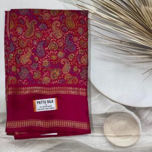 Crepe Ajrak Digital Print Saree (Pink )- AS0272