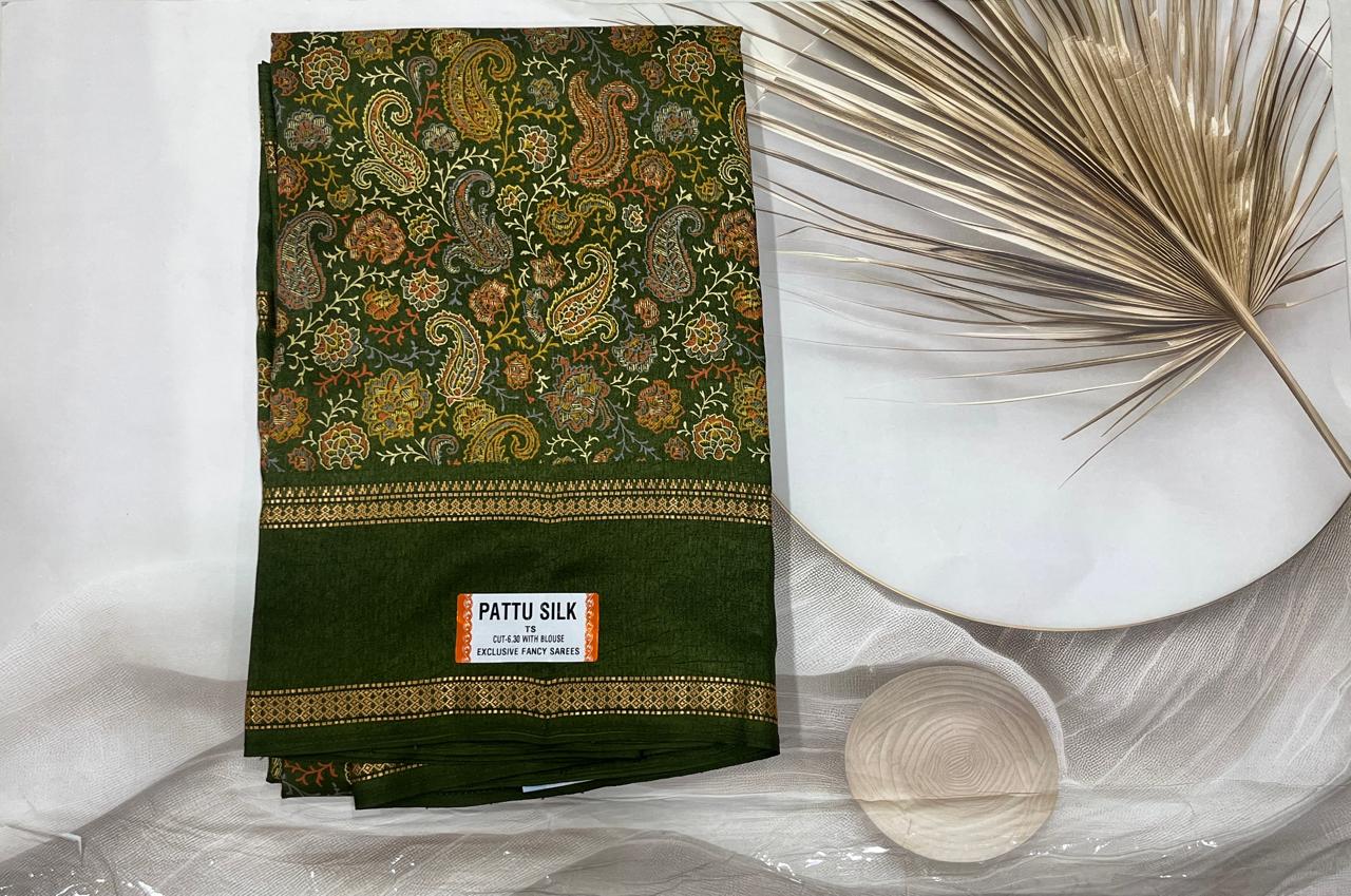 Crepe Ajrak Digital Print Saree (Black )- AS0272 - Image 4
