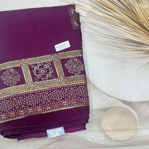 Georgette Ajrak Digital Print Saree (Wine)- AS0270